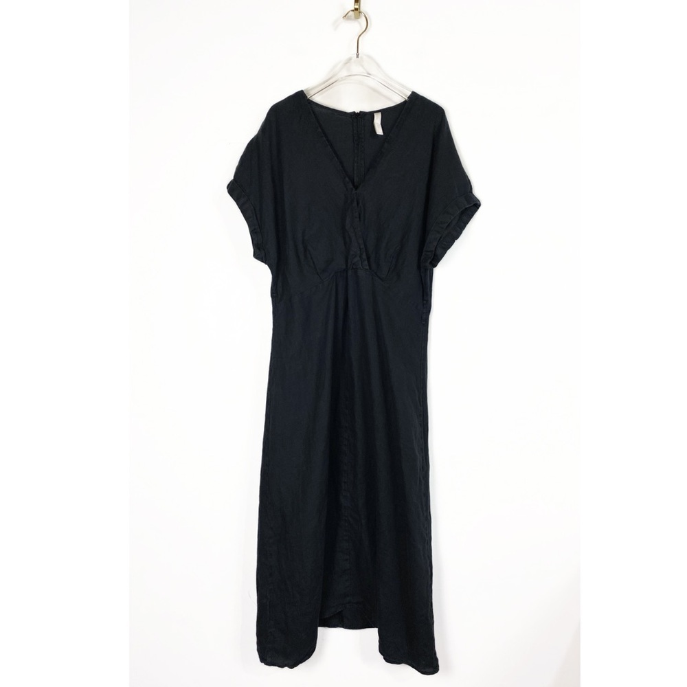 MNG Womens Linen Maxi Dress Black size 10 Minimalist Classic